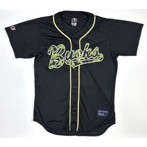 Bucks Baseball Jersey Mens Large Camo Black Uniforms Express